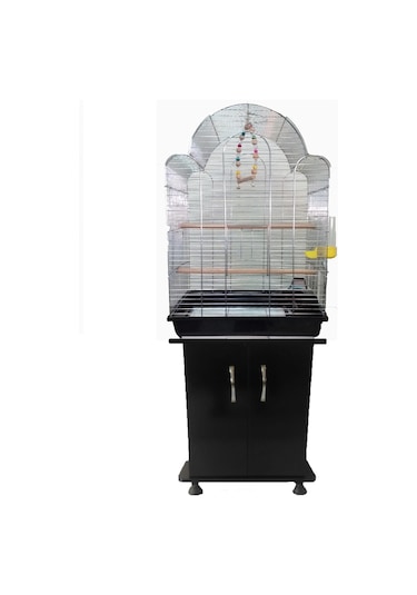 A-700 Kardelen Krom Kaplama Papağan Kafesi Ve Siyah Mobilya