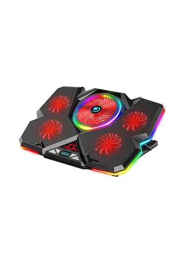 Telefon Tutuculu RGB Işıklı LCD Ekranlı 5 Fanlı Notebook Soğutucu