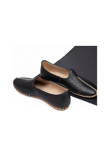 Bağcıklı Tasarım Hakiki Deri Yemeni Erkekler İçin El İşlemesi Siyah