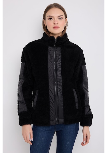 Montland Kadın Siyah Rüzgar Geçirmez Welsoft Çift Cepli Kışlık Mont Siyah