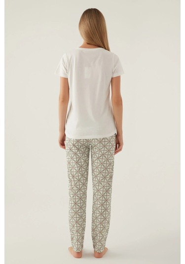 Arnetta 2881 Pamuklu Kısa Kol Kadın Pijama Takımı Krem