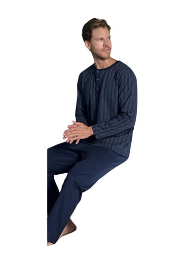 Pijadore Erkek %100 Pamuk Süprem Mevsimlik Uzun Kollu Pijama Takımı 1949 Lacivert