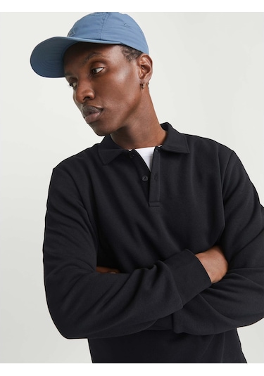 Jack & Jones Bradley Erkek Siyah Polo Sweatshirt 12278586-b Siyah