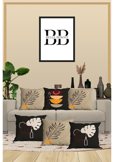 Belle Benoit Baskılı Dekoratif 6'lı Koltuk Kırlent Kılıfı Desen16