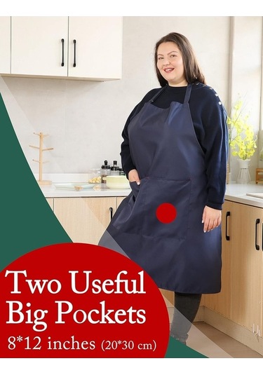 Fastbuy Kadınlar İçin Cepli Büyük Beden Önlük, Dayanıklı Uzun Ayarlanabilir Gece Yarısı Mavisi Diğer