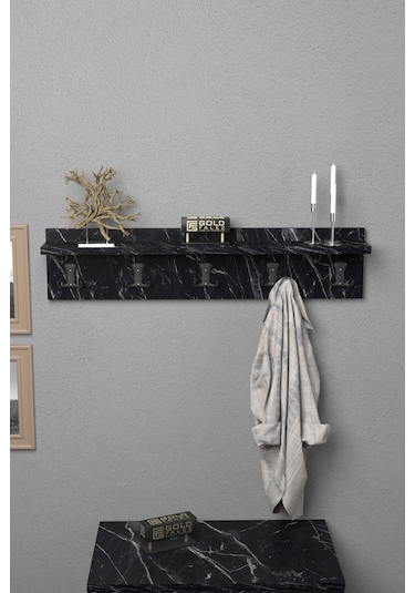 Askılık Duvar Elbise Askılığı Portmanto 80 Cm Bendir Düz Siyah