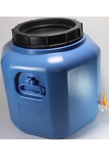 Musluk 50 L Litre Varil Içi Beyaz Plastik Köşeli Yağ Turşu Bidon Mavi