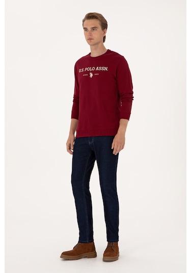 U.S. Polo Assn. Erkek Regular Fit Bisiklet Yaka Bordo İnce Basic Sweatshirt 50313743-VR014 U.S. Polo Assn. Erkek Regular Fit Bisiklet Yaka Bordo İnce Basic Sweatshirt 50313743-VR014