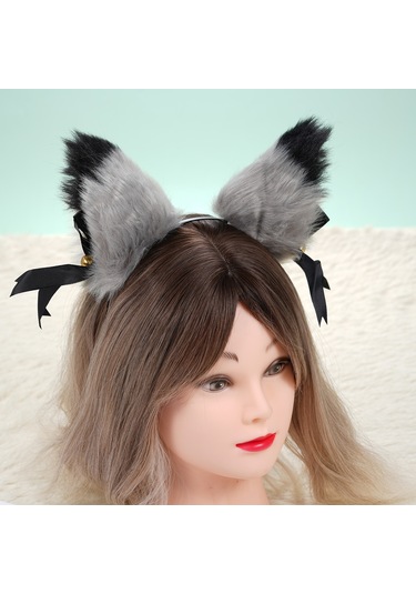 Yifomall Şık Tilki Kulaklı Saç Aksesuarı: 2 Farklı Stil İçin Peluş Kulaklar Ve Siyah Bant Seti 12cm X 9cm