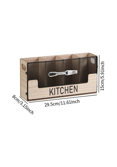 Suntek Mutfak Tezgahı Alet Tutucu Kaşık Çatal Düzenleyici Ahşap Rengi