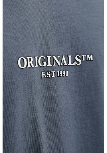 Jack & Jones Erkek Jorıslıngton Bisiklet Yaka Kısa Kollu %100 Pamuk T-shirt 12273157 Gri Gri