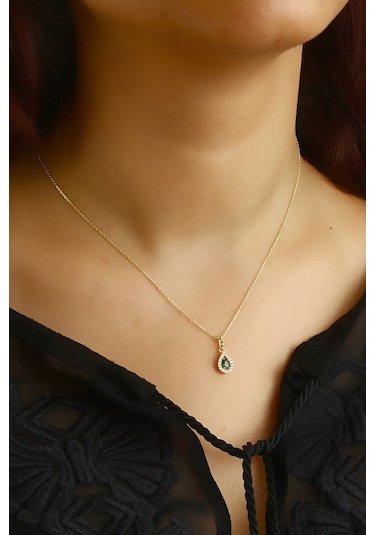 Argentum Concept Zirkon Taşlı 925 Ayar Gümüş Altın Kaplama Kolye - N154701