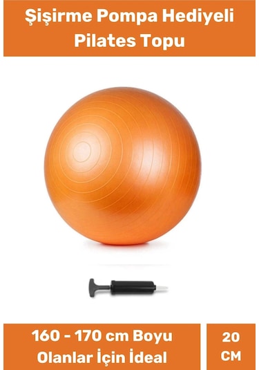 Mini Gymball 20cm Turuncu Pilates Topu Denge Egzersiz Şişirme Pompa Hediyeli