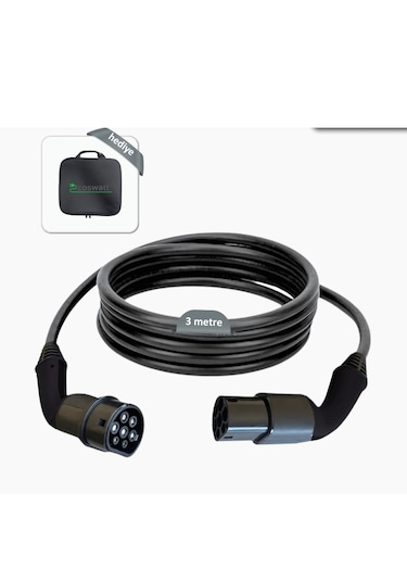 CksEnerji Tip-2 Şarj Kablosu 22 Kw / 3A / 3M 380V Ac +  Taşıma Çantası