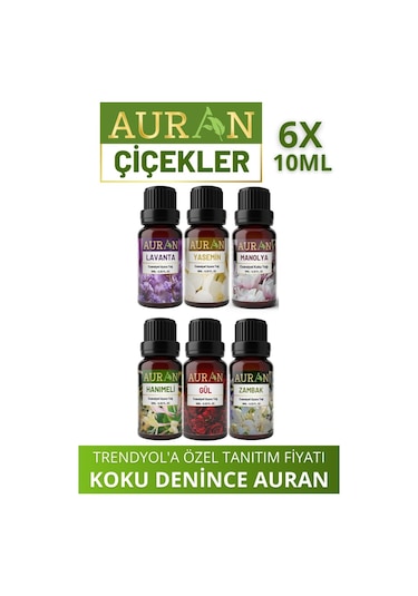 Auran Çiçekler Saf Esansiyel Uçucu Yağı 6 x 10 ML