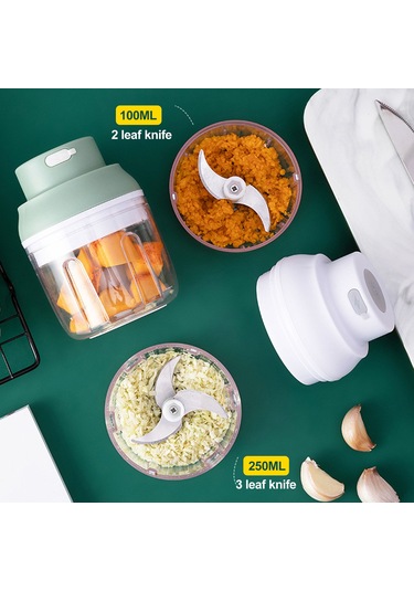 Xindoker Usb Şarjlı Yeşil Taşınabilir Elektrikli Mutfak Robotu - Sebze, Meyve, Et Doğrayıcı