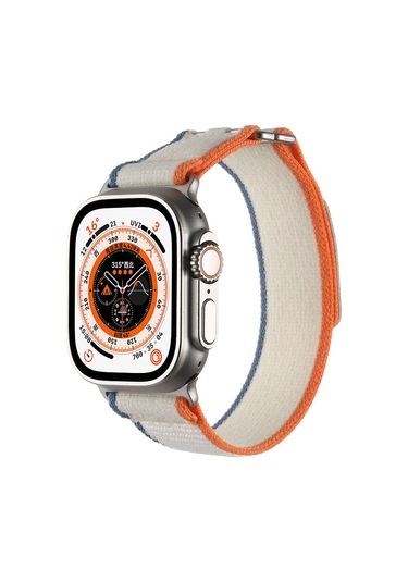 Tuva Teknoloji iOs Watch Uyumlu Ultra 49mm Hasır Kordon Krd-106 Strap Kayış-yeşil