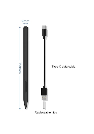 Microsoft Surface Pro/go/laptop/book Anti-touch El Yazısı Kapasitif Kalem Siyah İçin