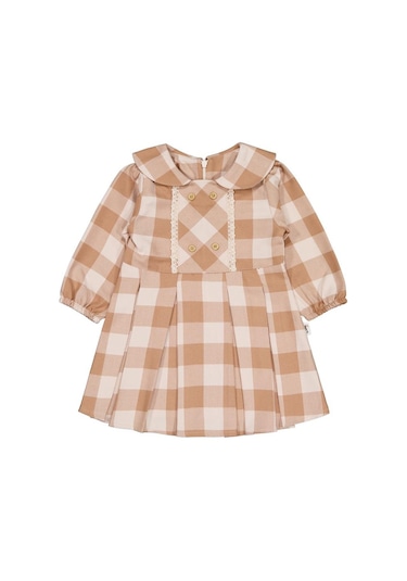Civil Baby Dama Desen 6-18 Ay Elbise - Kahve