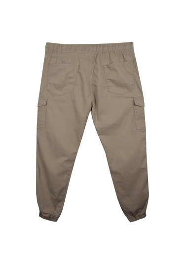 Kargo Cepli Büyük Beden Likralı Jogger Pantolon Bej