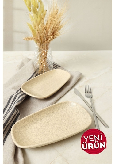 Keramika Mat Krem Tetra Kayık Tabak 21 Cm 2 Adet 039 Krem