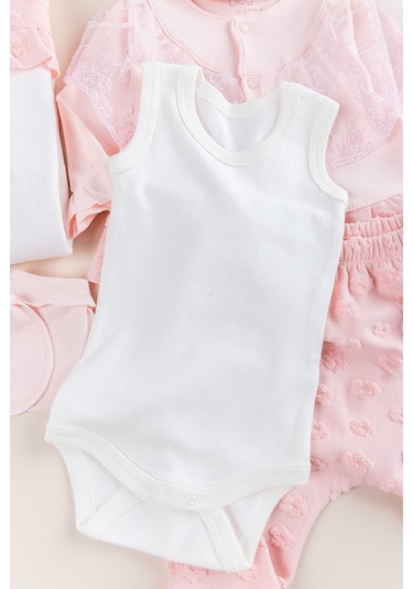 Güpürlü 8'li Kız Bebek Hastane Çıkışı Bebek Takımı