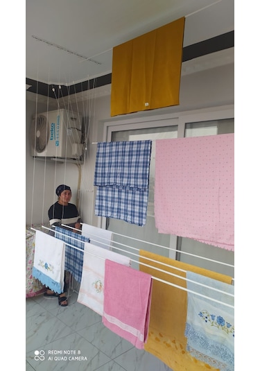 Yıldız White 5 Sıralı 175 Cm Boyunda Asansörlü Çamaşır Kurutucu Gümüş