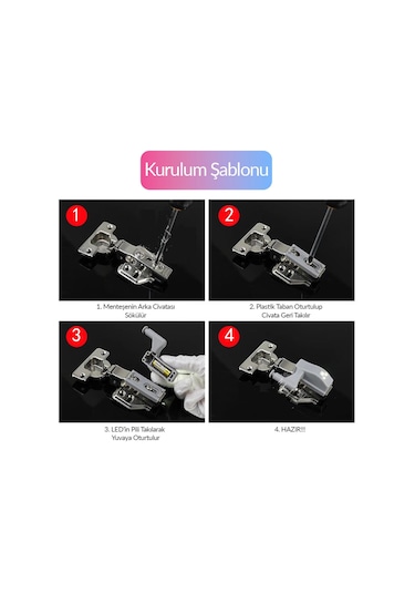 8'li Otomatik Dolap Lambası Mutfak Banyo Gardırop Çekmece İçi Aydınlatma Menteşe Lambası