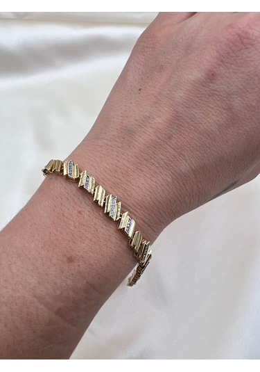 İthal Vip Zirkon Taşlı Ritim Bileklik Altın - Gümüş