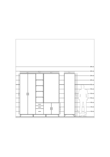 Kronos Dolap 13 Raflı 3 Çekmeceli 4 Kapaklı 220x59x243 Çam-aytaşı/aytaşı Aytası/aytası