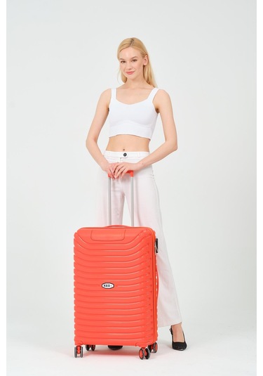 Keo-plus Turuncu Orta Boy Silikon Kırılmaz Pp Valiz Siyah