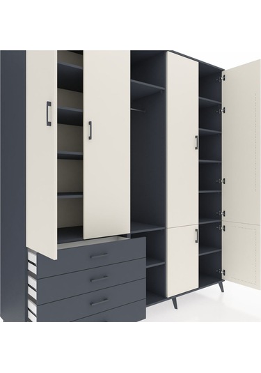 Kronos Dolap 14 Raflı 4 Çekmeceli Tek Askılı 220x59x243 Antrasit-aytaşı/antrasit Aytası/antrasıt Kronos Dolap 14 Raflı 4 Çekmeceli Tek Askılı 220x59x243 Antrasit-aytaşı/antrasit Aytası/antrasıt