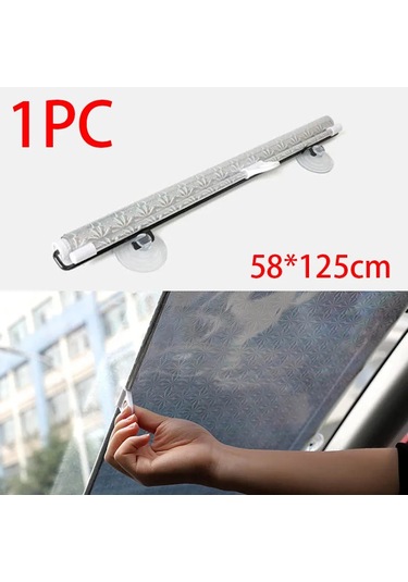 Goldenqian Araba Güneşliği Güneşlik Koruyucusu Otomatik Şemsiye Ön Ve Arka Cam Yan Pencere Gölgeliği Bloğu İç Uv Koruyucu Perdeler Silver 58x125cm