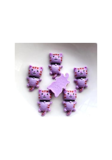 Mor 10 Adet Randommixed Sevimli Kedi Reçine Düz Arka Dekoratif Karalama Defteri Dıy Telefon Kılıfı Saç Dekorasyon Reçine Aksesuarları