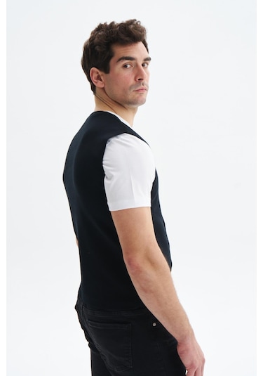 Arma Erkek Slim Fit Basic %100 Pamuk Triko Yelek K9kro0853 Siyah