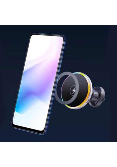 Siyah Manyetik Telefon Tutucu 360 Derece Dönebilen Telefon Montajı 15w Manyetik Kablosuz Araç Şarj Cihazı