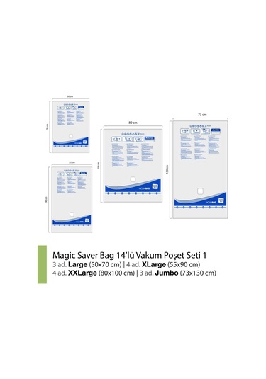 Magic Saver Bag 14´Lü Vakumlu Poşet Seti 1