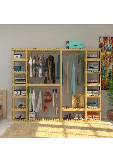 Megalo - Açık Ahşap Elbise Dolabı , Gardırop