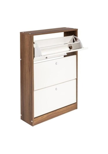 Marka 3 Katlı Modern Ayakkabılık Beyaz