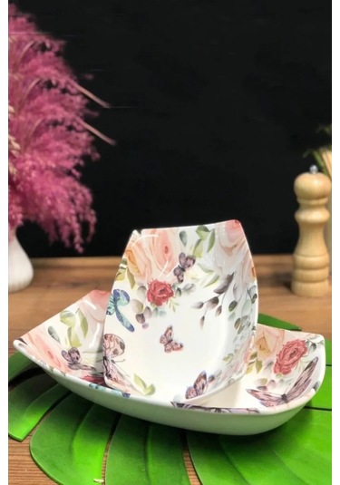 Dijital Baskılı 2'li Dikdörtgen Kayık Tabak Çok Renkli