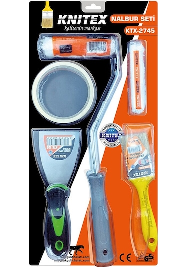5pcs Boyacı - Nalbur Set Spatula - Kestirme Fırça - Yedek Rulo - Bant - 10cm Fırça 5570