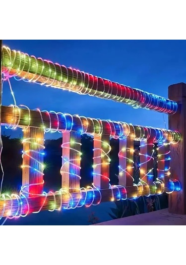 Hishopping Güneş Led Dize Işık 50led 8 Modlu Su Geçirmez Çit Dekor Işıkları 20wrgb RGB