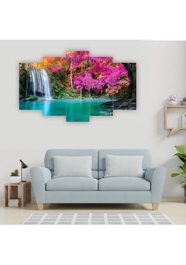 Çiçekli. Manzara 5 Li Tablo 60x90 Mdf