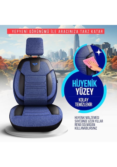 Panda Atlanta Serisi Keten Kumaş Oto Koltuk Kılıfı   - Tam Set