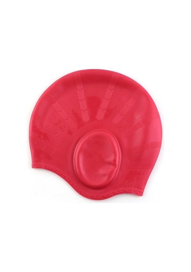 Artfulabode Yetişkinler İçin Dayanıklı Uzun Silikon Saçlı Yüzme Bonesi Kırmızı Kulak Koruma Kırmızı