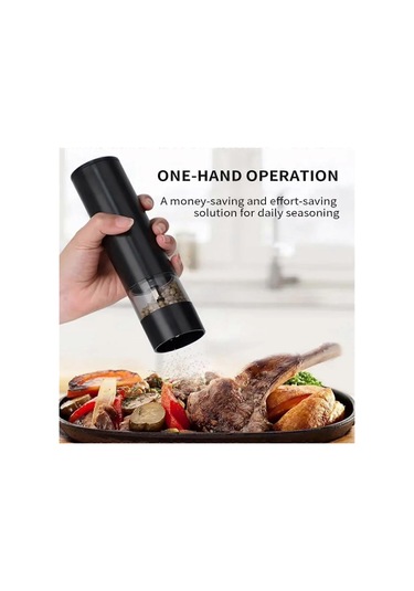 Elektrikli Tuz Ve Karabiber Öğütücü Şarj Edilebilir Otomatik Baharat Öğütücü Mutfak Pişirme Öğütme Aracıgösterildiği Gibi Siyah