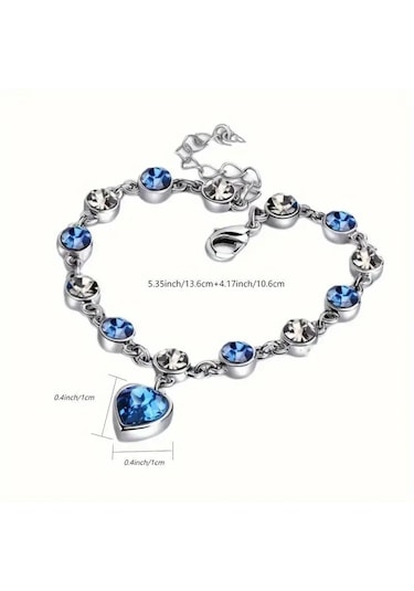 Okyonusun Kalbi, Mavi Gümüş Safir Taşlı Bileklik, Ahşap Kutu İçer