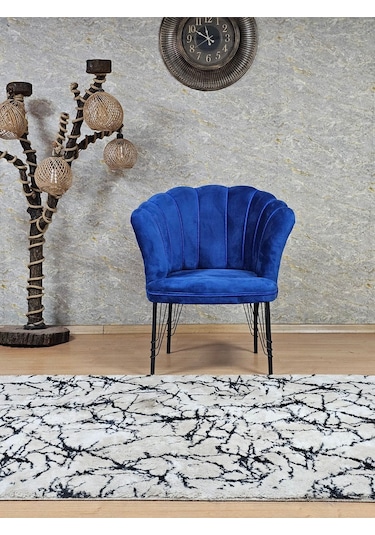 Tekli Siyah Boyalı Tel Ayak Papatya Çay Seti Koltuk Tekli Berjer 001