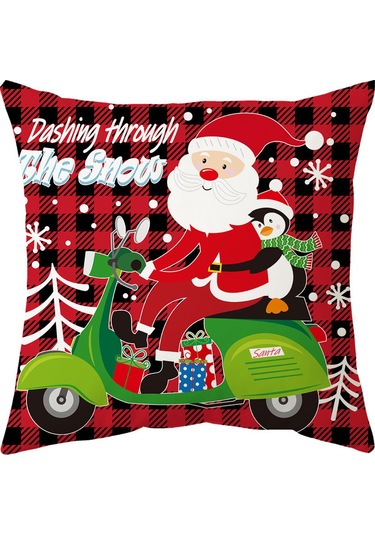 Hombey Noel Serisi Koltuk Yastık Kılıfı 4'lü Set, 44x44cm, Tek Yüzlü Kısa Tüy, Dijital Baskı, Gizli Fermuar, Ev Dekorasyonu Hediyesi Diğer
