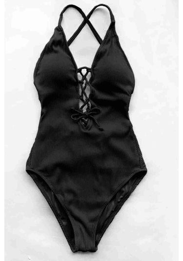 Alpinmoda Özel Kumaş Mayo Ms42944 Siyah